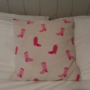 Pink Cowgirl Boot Patterned Pillow